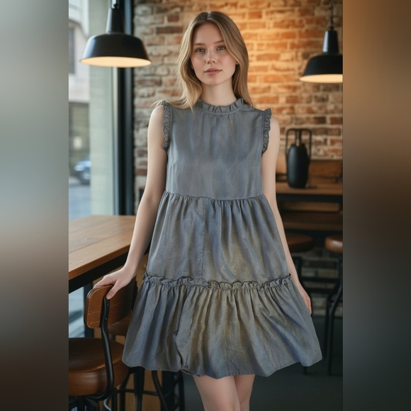 Mustard Seed Dresses & Skirts - Mustard Seed Blue Tiered Sleeveless Dress | Size S